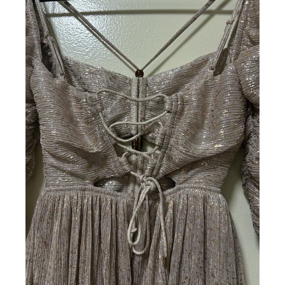 Sabina Musayev Liberty Layla Cutout Metallic Gold Party Cocktail Dress-Size XS - Picture 7 of 10